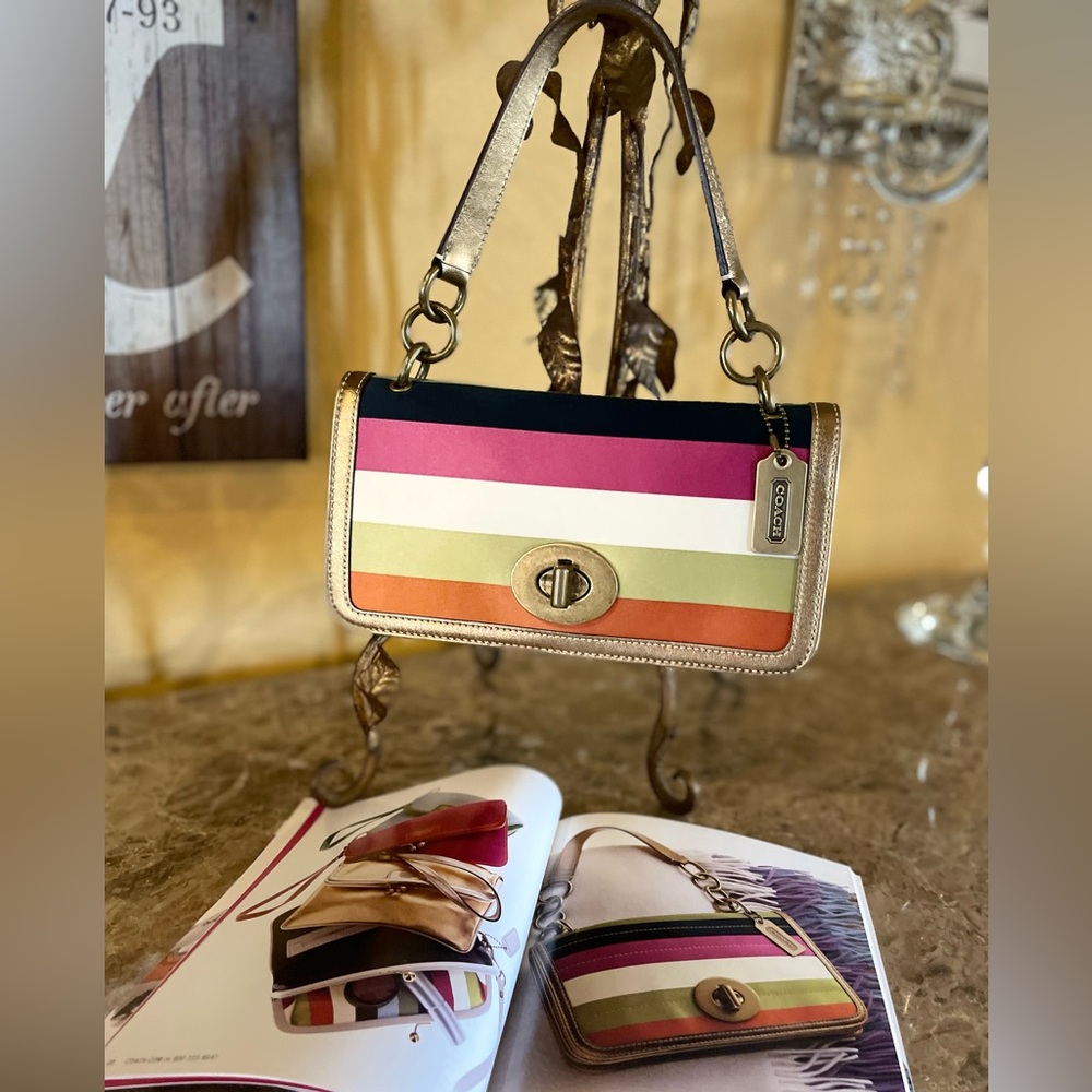 COACH Vintage 65th Anniversary Madison Stripe Flap Shoulder Bag No. 10465